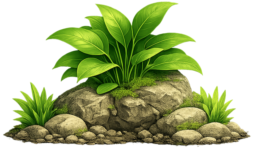 Anubias aquarium plant on rock